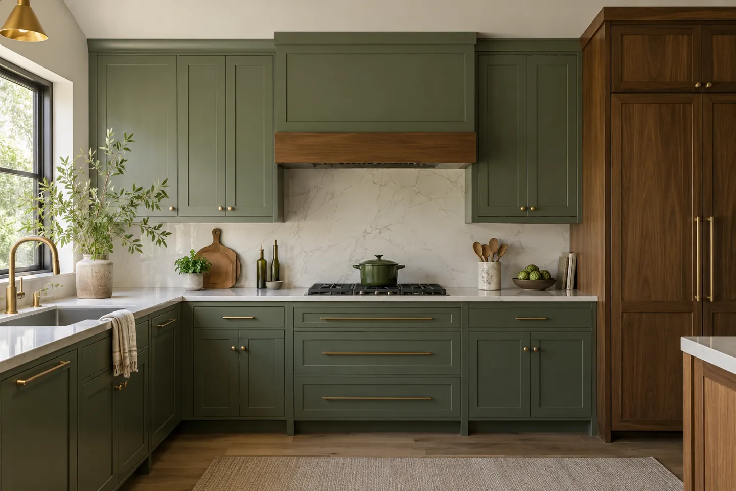 Sage and walnut kitchen cabinetry design inspiration